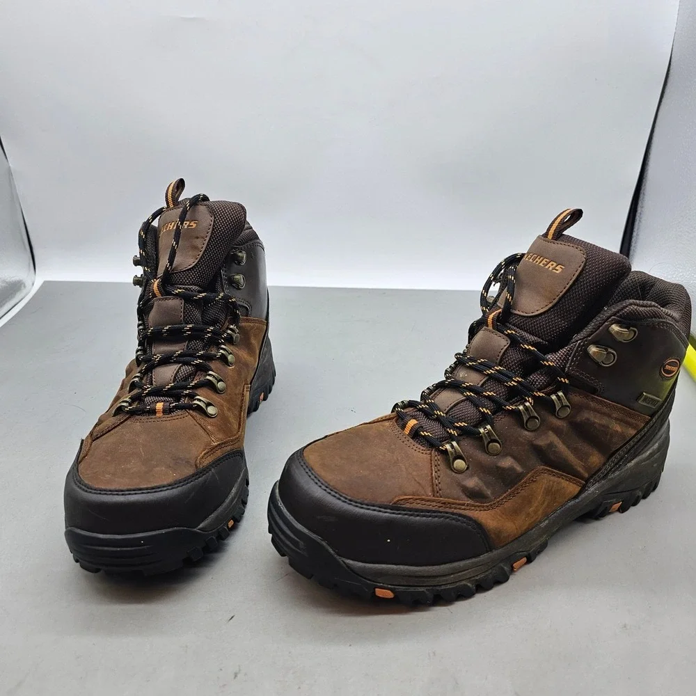 Skechers Mens Selmen Enago Waterproof Hiking Boots Brown Leather 65529 CDB 9.5